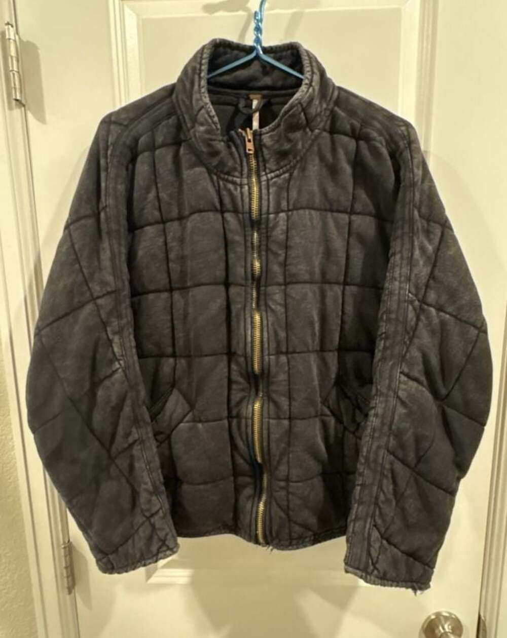 Free People Dolman Quilted Knit Jacket in Washed Black, Size XS